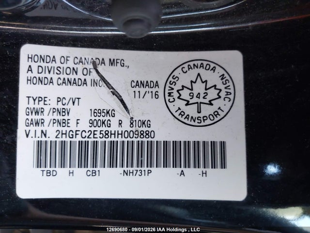 Honda Civic 2017 2HGFC2E58HH009880 Image 9