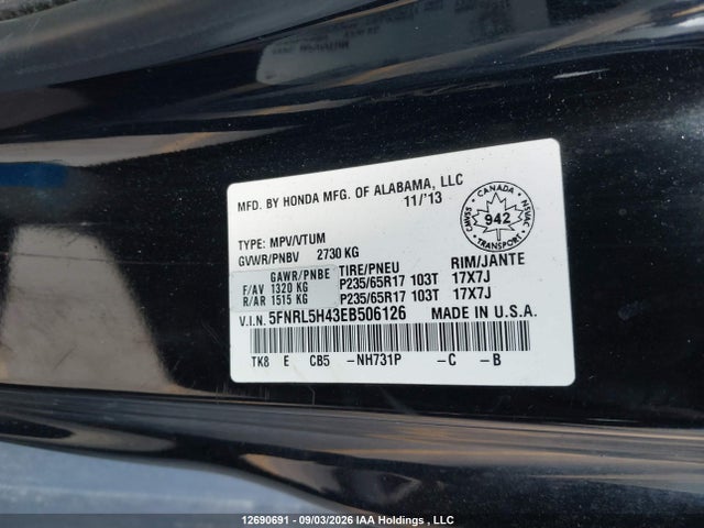 Honda ODYSSEY EX 2014 5FNRL5H43EB506126 Image 9