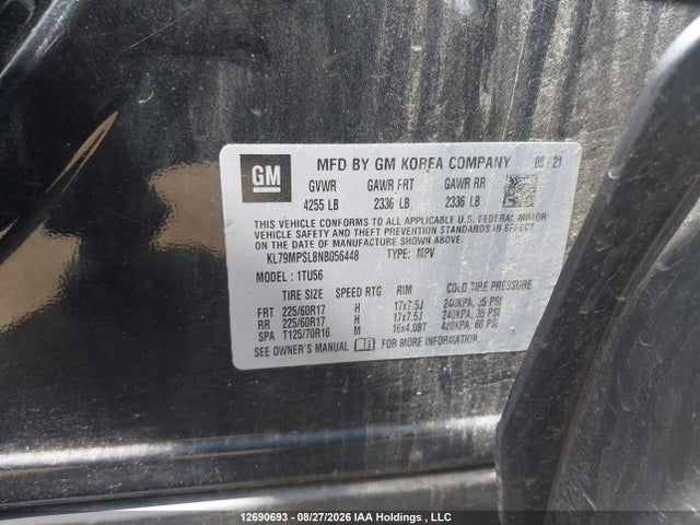 KL79MPSL8NB056448 Chevrolet Trailblazer Fwd Lt