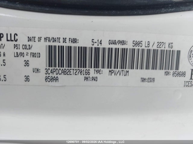 Продаж на аукціоні авто 2014 Dodge Journey Se, vin: 3C4PDCAB2ET270166, номер лоту: 12690701