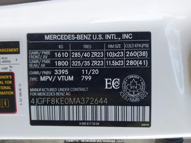 Aukcja sprzedaży 2021 Mercedes-benz Gls 63 Amg 4matic, vin: 4JGFF8KE0MA372644, numer aukcji: 12690712
