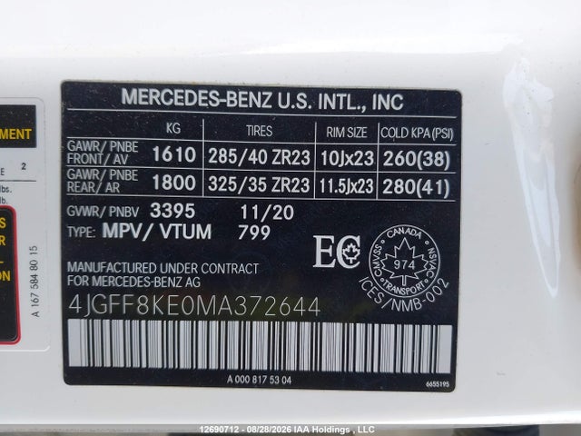 Aukcja sprzedaży 2021 Mercedes-benz Gls 63 Amg 4matic, vin: 4JGFF8KE0MA372644, numer aukcji: 12690712