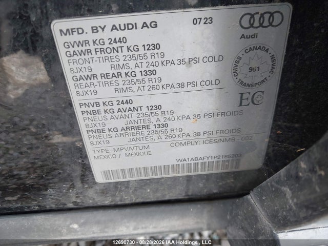 Продажа на аукционе авто 2023 Audi Q5 Premium 40, vin: WA1ABAFY1P2185203, номер лота: 12690730