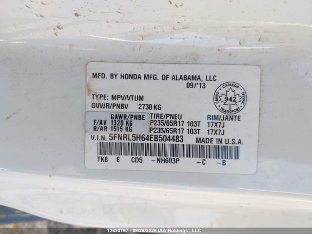 Honda Odyssey Ex-l 2014 5FNRL5H64EB504483 Image 18