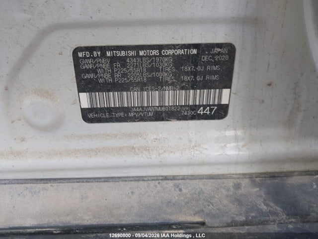 JA4AJVAW7MU601822 Mitsubishi Rvr Se/sel/le/gt