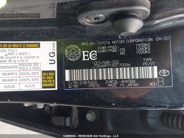 Toyota Prius Prime Upgrade 2021 JTDKAMFP1M3170096 Image 9