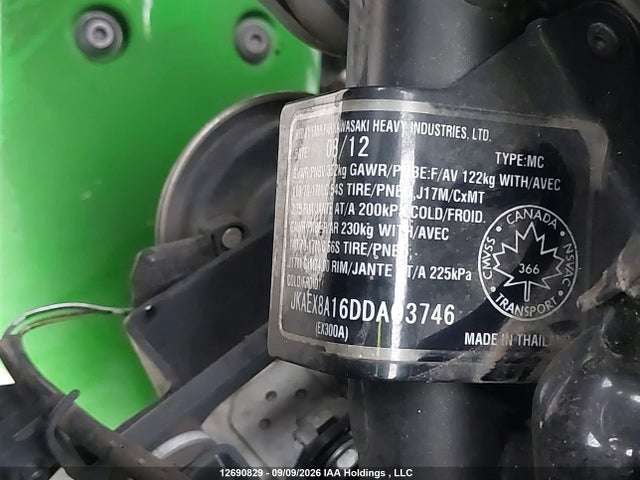Продаж на аукціоні авто 2013 Kawasaki Ex300 A, vin: JKAEX8A16DDA03746, номер лоту: 12690829