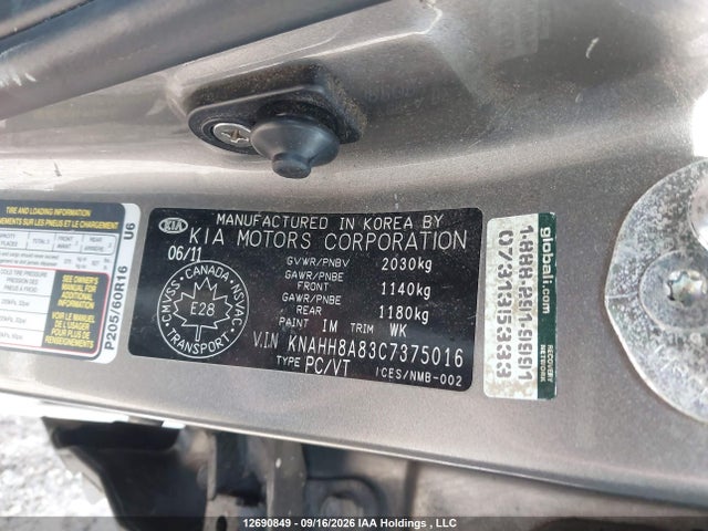 2012 Kia Rondo Ex/ex-premium მანქანა იყიდება აუქციონზე, vin: KNAHH8A83C7375016, აუქციონის ნომერი: 12690849