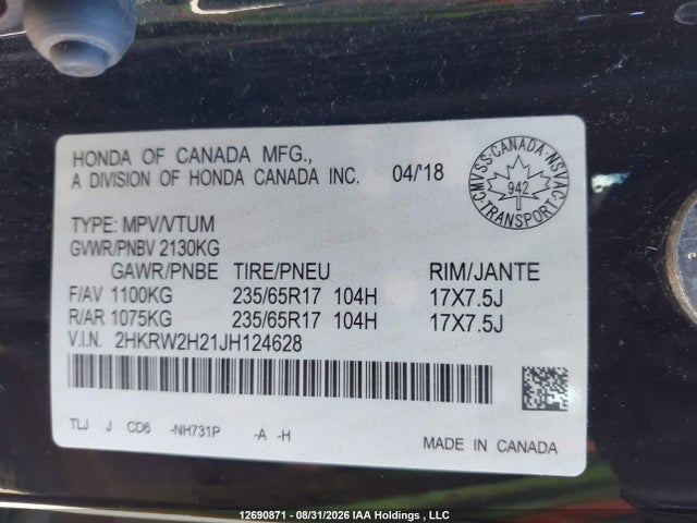 Honda CR-V LX 2018 2HKRW2H21JH124628 Image 9