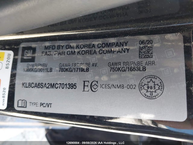 KL8CA6SA2MC701395 Chevrolet Spark Ls Manual