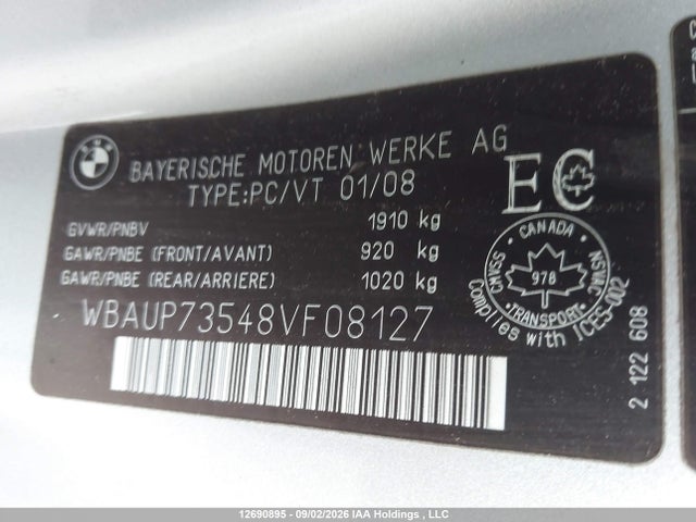 Aukcja sprzedaży 2008 Bmw 128i, vin: WBAUP73548VF08127, numer aukcji: 12690895