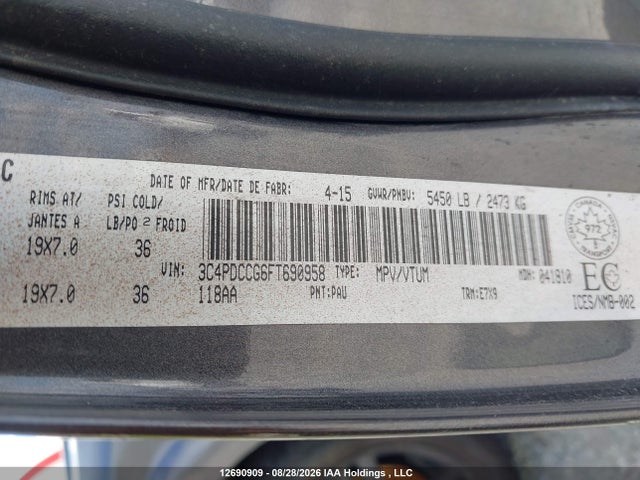 3C4PDCCG6FT690958 Dodge Journey Sxt