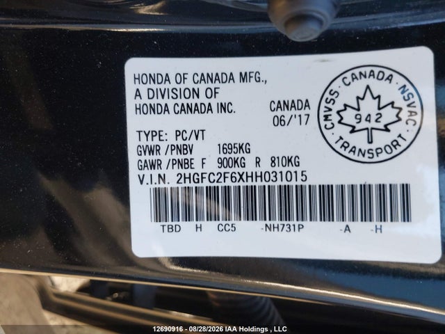 Honda Civic Lx 2017 2HGFC2F6XHH031015 Image 19