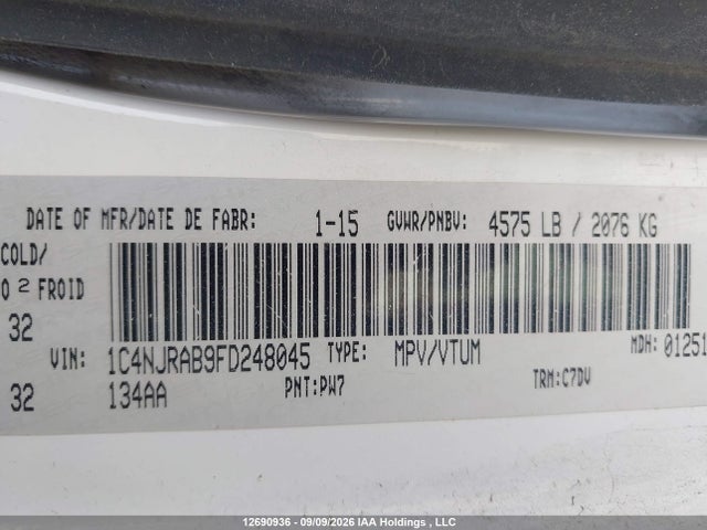 Продажа на аукционе авто 2015 Jeep Patriot Sport/north, vin: 1C4NJRAB9FD248045, номер лота: 12690936
