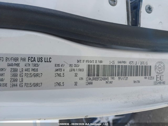 Продажа на аукционе авто 2015 Jeep Patriot Sport/north, vin: 1C4NJRAB9FD248045, номер лота: 12690936