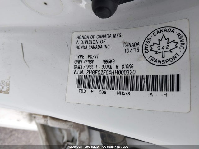 2HGFC2F54HH000320 Honda CIVIC SEDAN