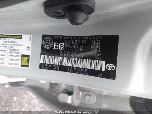 12690980 :رقم المزاد ، 5YFB4MDE9SP288099 vin ، 2025 Toyota Corolla Le مزاد بيع