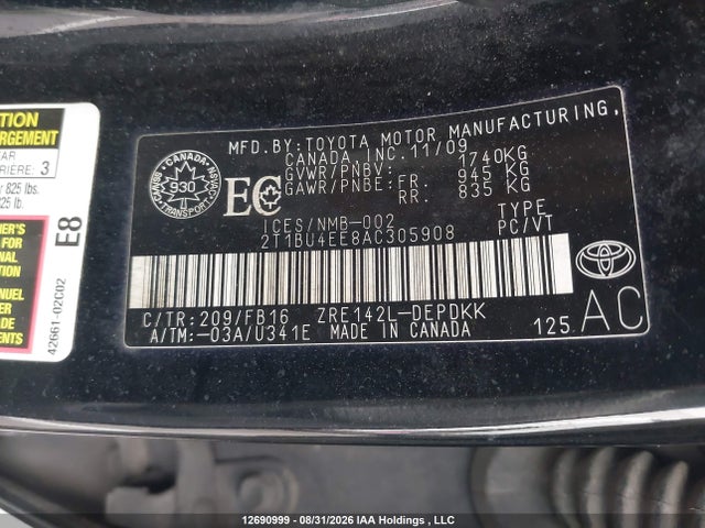 Aukcja sprzedaży 2010 Toyota Corolla Ce, vin: 2T1BU4EE8AC305908, numer aukcji: 12690999