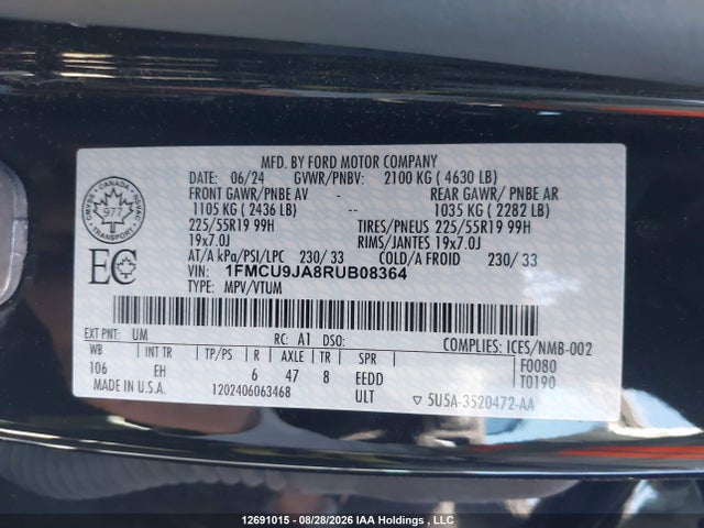 Ford Escape Platinum 2024 1FMCU9JA8RUB08364 Image 9