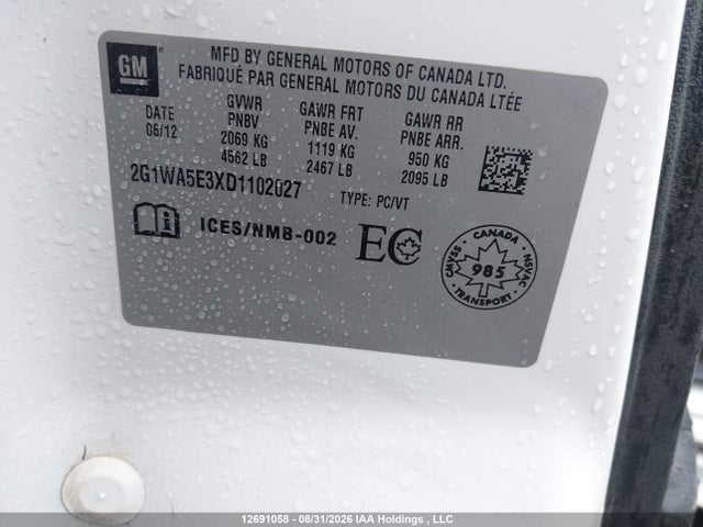 2013 Chevrolet Impala Ls მანქანა იყიდება აუქციონზე, vin: 2G1WA5E3XD1102027, აუქციონის ნომერი: 12691058
