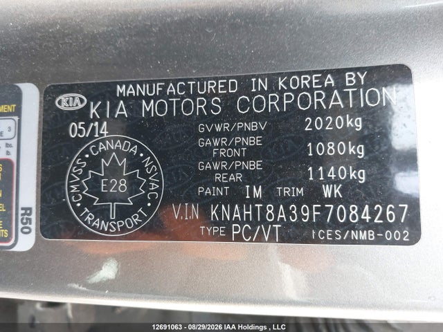 Продажа на аукционе авто 2015 Kia Rondo Lx/lx Value/lx Winter Edition, vin: KNAHT8A39F7084267, номер лота: 12691063