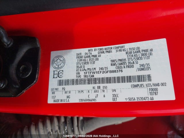 Ford F-150 Xlt 2016 1FTFW1EF2GFB88376 Image 9