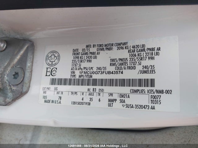 Ford ESCAPE SE 2015 1FMCU0G73FUB43574 Image 18