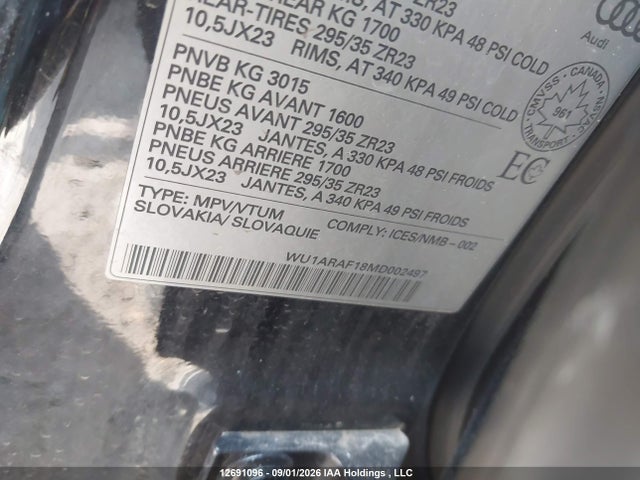 Aukcja sprzedaży 2021 Audi Rs Q8, vin: WU1ARAF18MD002497, numer aukcji: 12691096