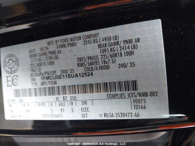 Ford Escape Phev 2025 1FMCU0E11SUA12524 Image 9