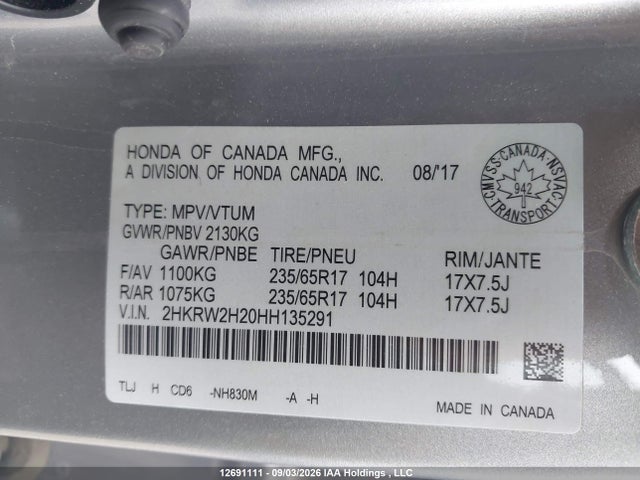 Honda CR-V LX 2017 2HKRW2H20HH135291 Image 18