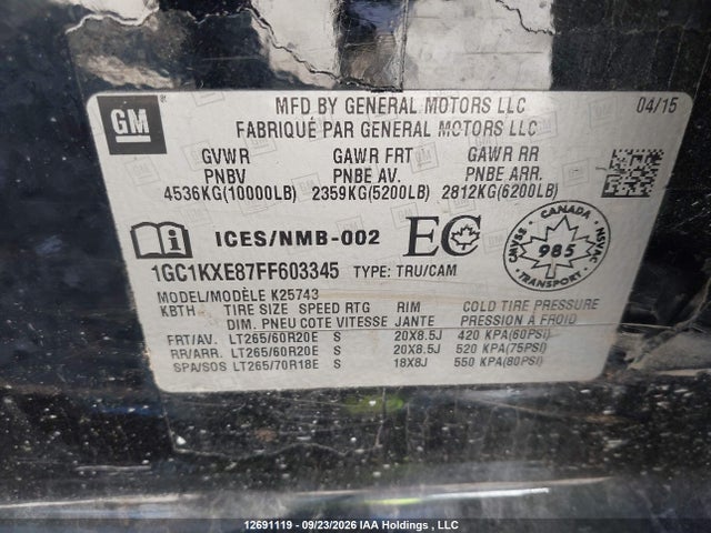 Chevrolet Silverado 2500 Hd 2015 1GC1KXE87FF603345 Image 9