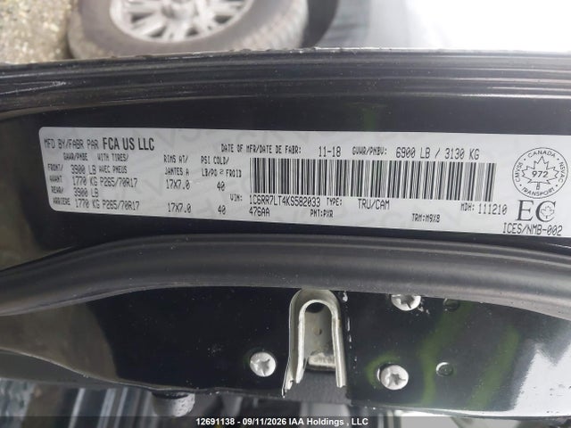 RAM 1500 Classic Slt 2019 1C6RR7LT4KS582033 Image 9