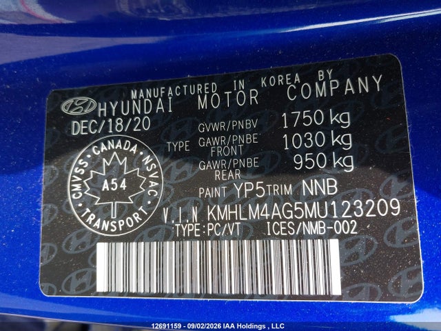 Hyundai ELANTRA SEL 2021 KMHLM4AG5MU123209 Image 9