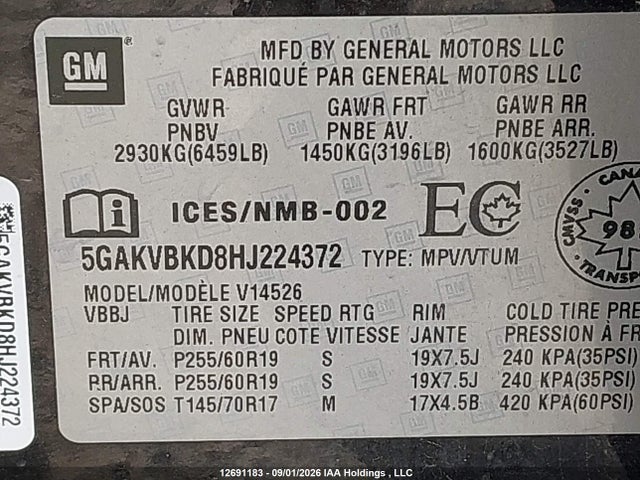 Buick Enclave 2017 5GAKVBKD8HJ224372 Image 9