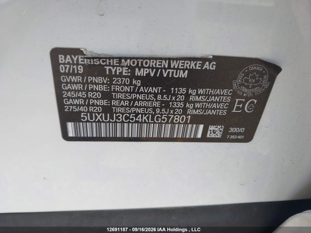 Продаж на аукціоні авто 2019 Bmw X4 Xdrive30i, vin: 5UXUJ3C54KLG57801, номер лоту: 12691187
