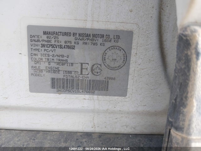 3N1CP5CV1SL476652 Nissan Kicks Play Sv