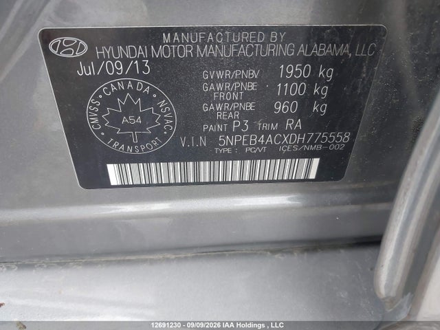 Продаж на аукціоні авто 2013 Hyundai Sonata, vin: 5NPEB4ACXDH775558, номер лоту: 12691230