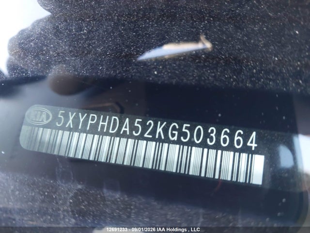 12691233 :رقم المزاد ، 5XYPHDA52KG503664 vin ، 2019 Kia Sorento Ex/ex Sport مزاد بيع