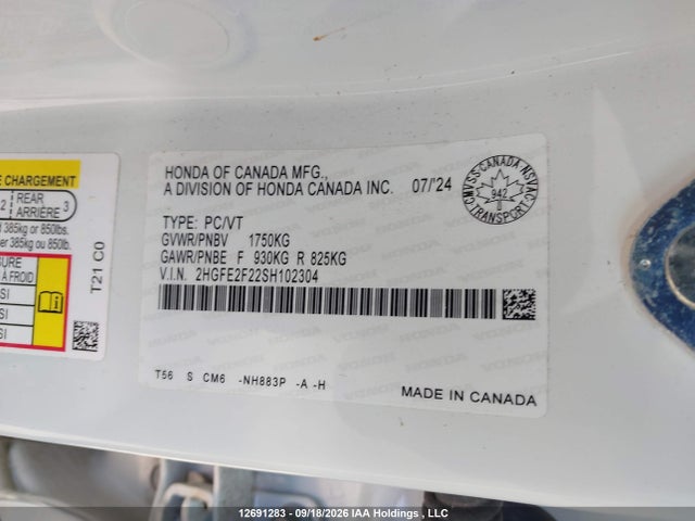 2HGFE2F22SH102304 Honda Civic Lx