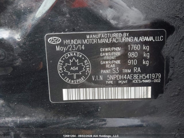 2014 Hyundai Elantra Gl მანქანა იყიდება აუქციონზე, vin: 5NPDH4AE8EH541979, აუქციონის ნომერი: 12691284