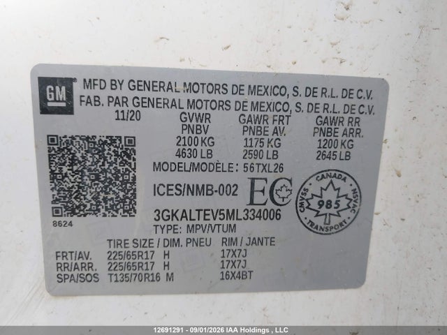 Aukcja sprzedaży 2021 Gmc Terrain Sle, vin: 3GKALTEV5ML334006, numer aukcji: 12691291