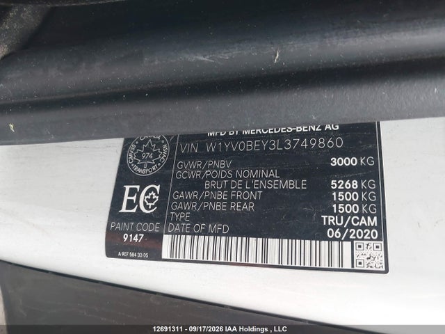 Продаж на аукціоні авто 2020 Mercedes-benz Metris, vin: W1YV0BEY3L3749860, номер лоту: 12691311