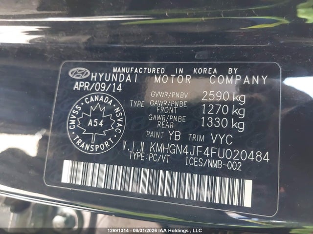 Hyundai Genesis 5.0l 2015 KMHGN4JF4FU020484 Image 9