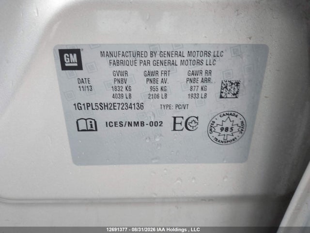 Chevrolet CRUZE LS 2014 1G1PL5SH2E7234136 Image 18