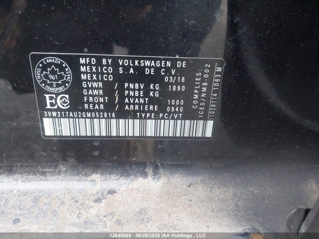 3VW217AU2GM052816 Volkswagen Golf 1.8 Tsi Comfortline/1.8 Tsi Highline/1.8 Tsi Trendline