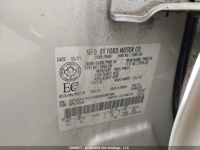 Продажа на аукционе авто 2011 Ford Edge Se, vin: 2FMDK3GC5BBB36196, номер лота: 12648577
