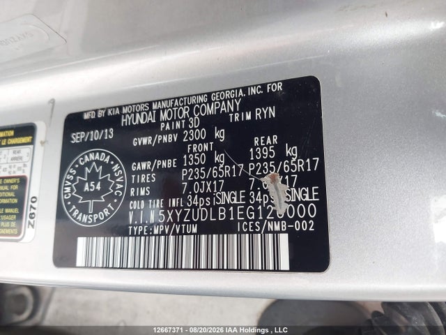 5XYZUDLB1EG126000 Hyundai Santa Fe Sport 2.4 Premium