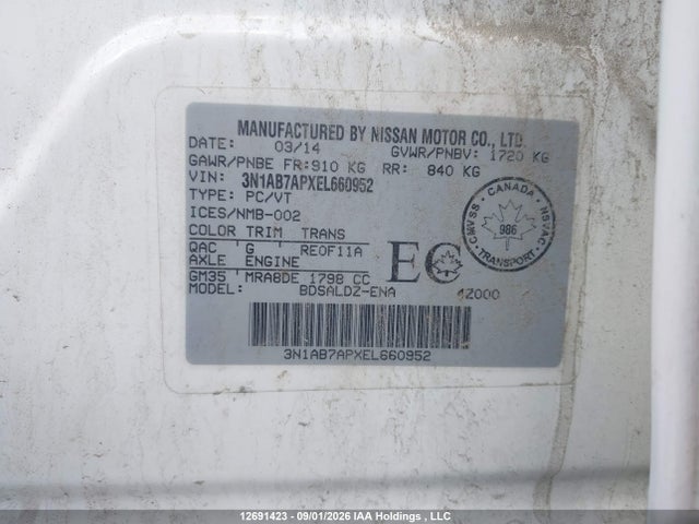 Nissan Sentra 2014 3N1AB7APXEL660952 Image 9
