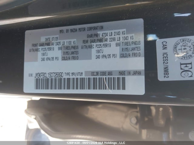 Aukcja sprzedaży 2025 Mazda Cx-5 Gs/kuro, vin: JM3KFBCL1S0726890, numer aukcji: 12691438