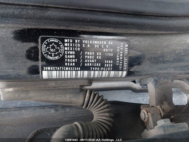 2012 Volkswagen Beetle მანქანა იყიდება აუქციონზე, vin: 3VWHX7AT7CM632346, აუქციონის ნომერი: 12691443